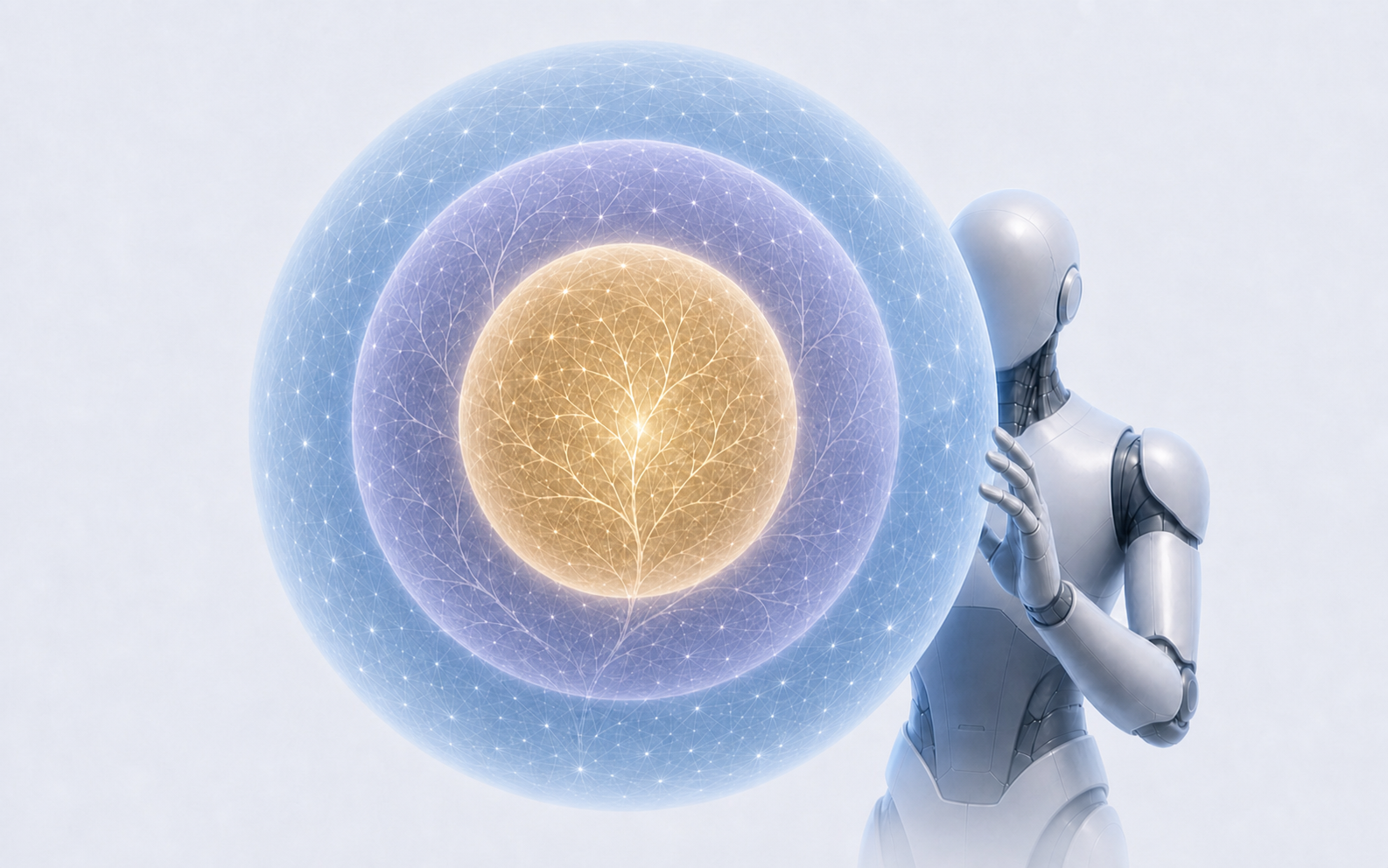 A translucent sphere reveals three distinct context zones